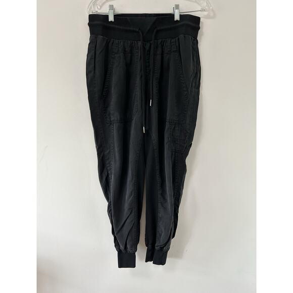 Quince Women Vintage Wash Tencel Utility Jogger Pants Black Medium Drawstring - Picture 1 of 12